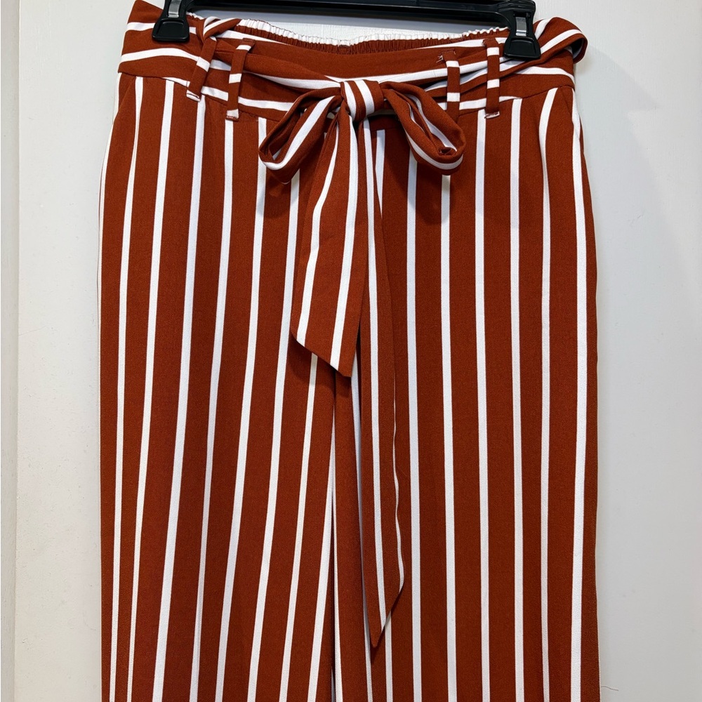 a new day Rust and White Striped Wide Leg Pants